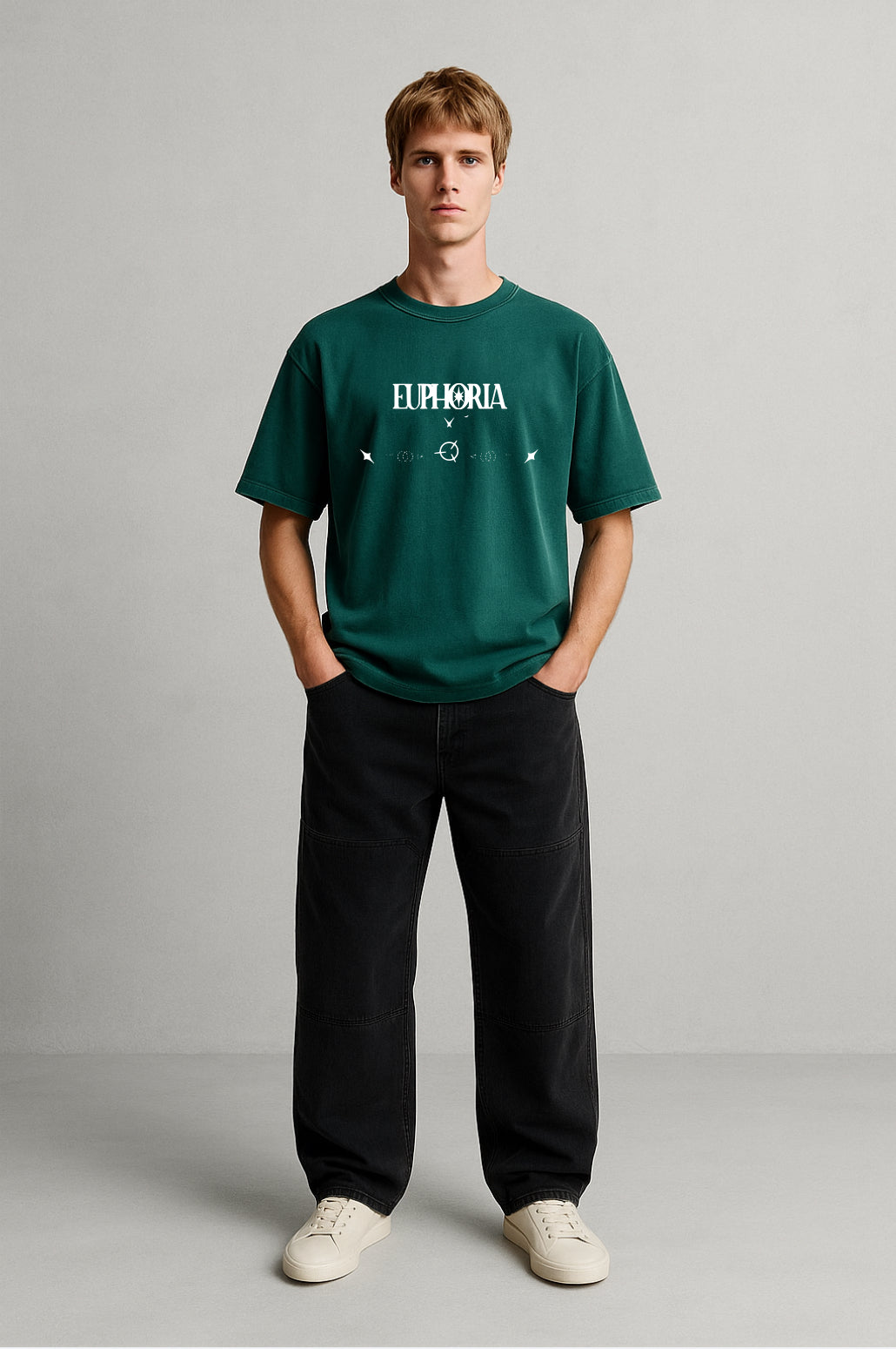 Euphoria Forest Green Oversized Tee