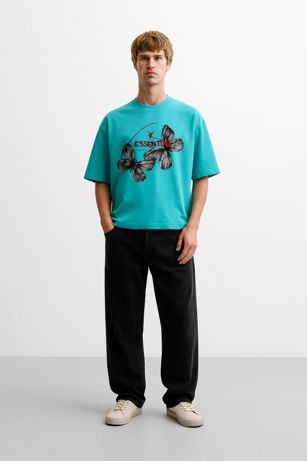 Essentials of Leisure Oversized Tee – Aqua Blue
