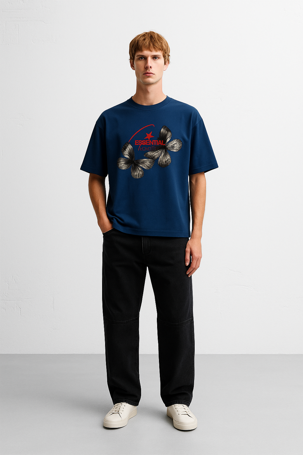 Essentials of Leisure Oversized Tee – Navy Blue