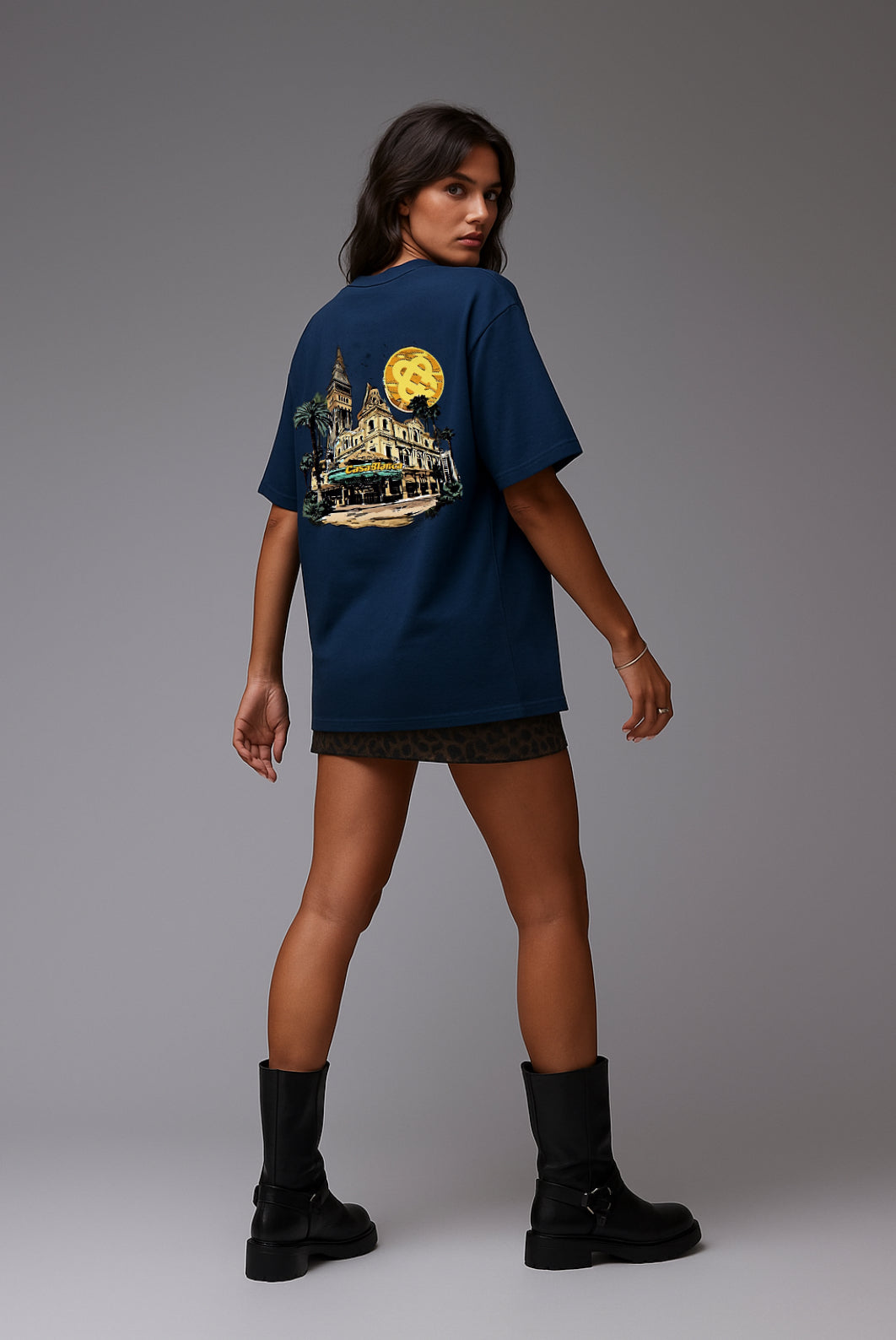 Casablanca Nights Oversized Navy Blue T-shirt