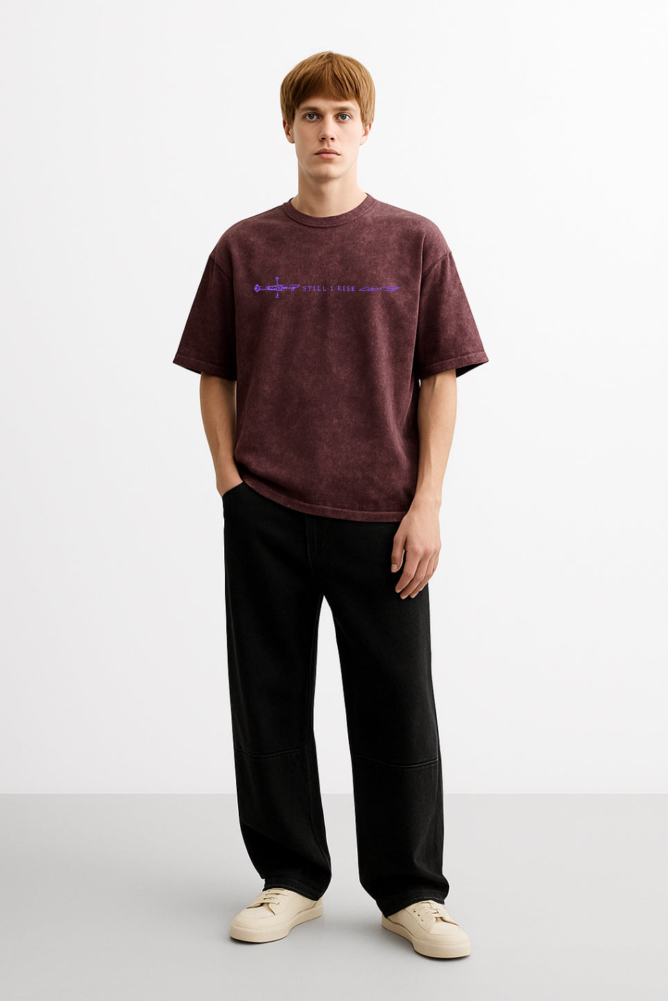 Maroon Acid Wash “STILL I RISE” tshirt