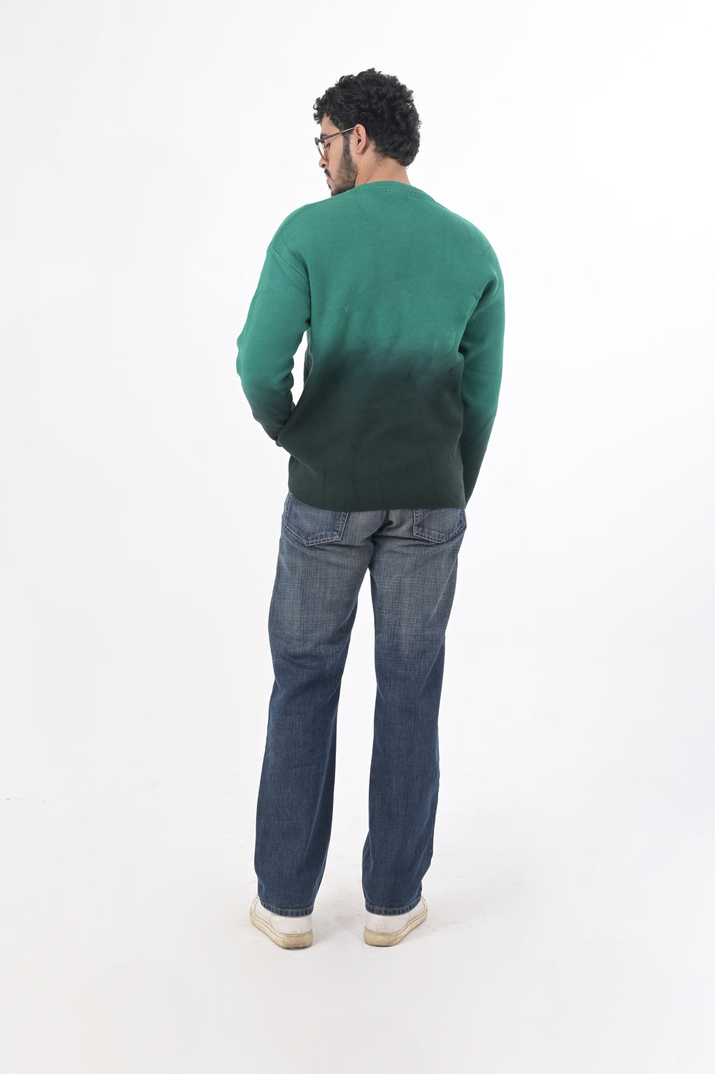 Ombre Knit Cream Sweater for Men