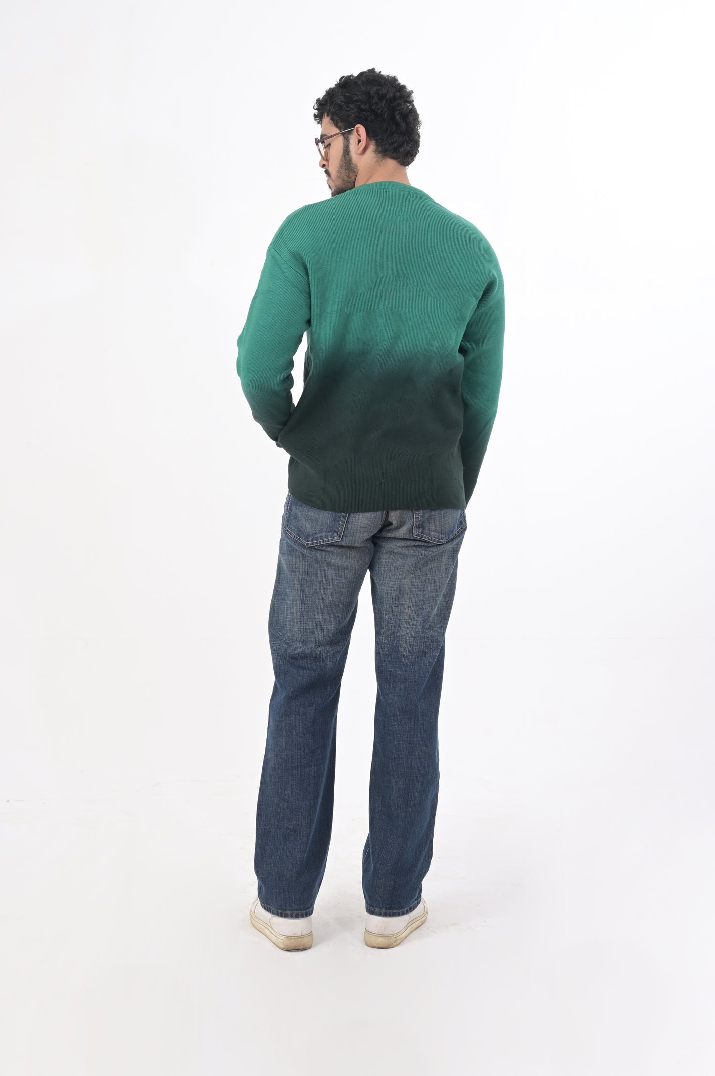 Ombre Knit Green Sweater for Men