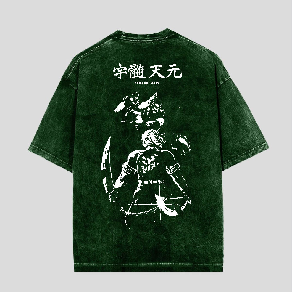 Tengen Uzui Green Oversized Acid Wash Tee