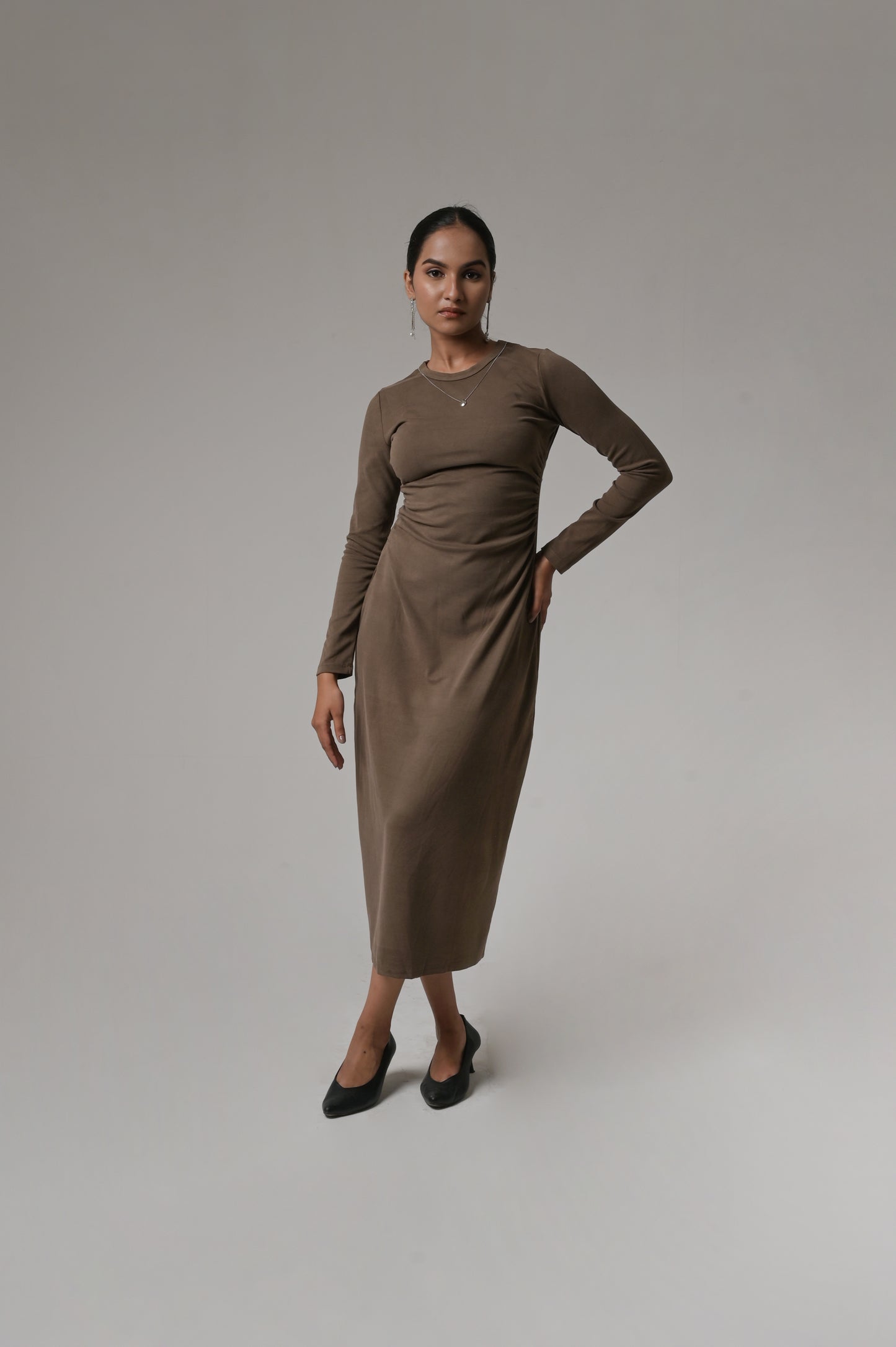 Long-Sleeve Bodycon Midi Dress