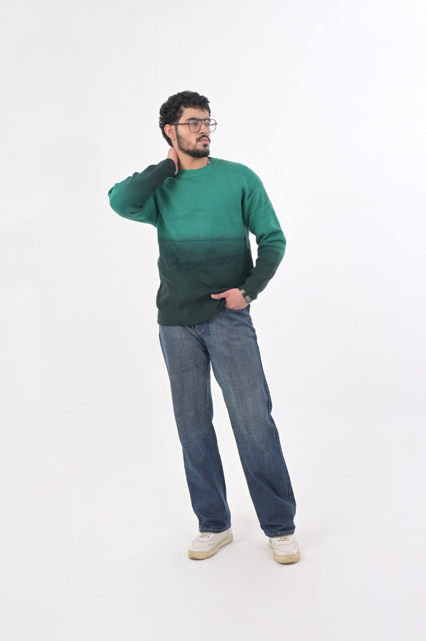 Ombre Knit Green Sweater for Men