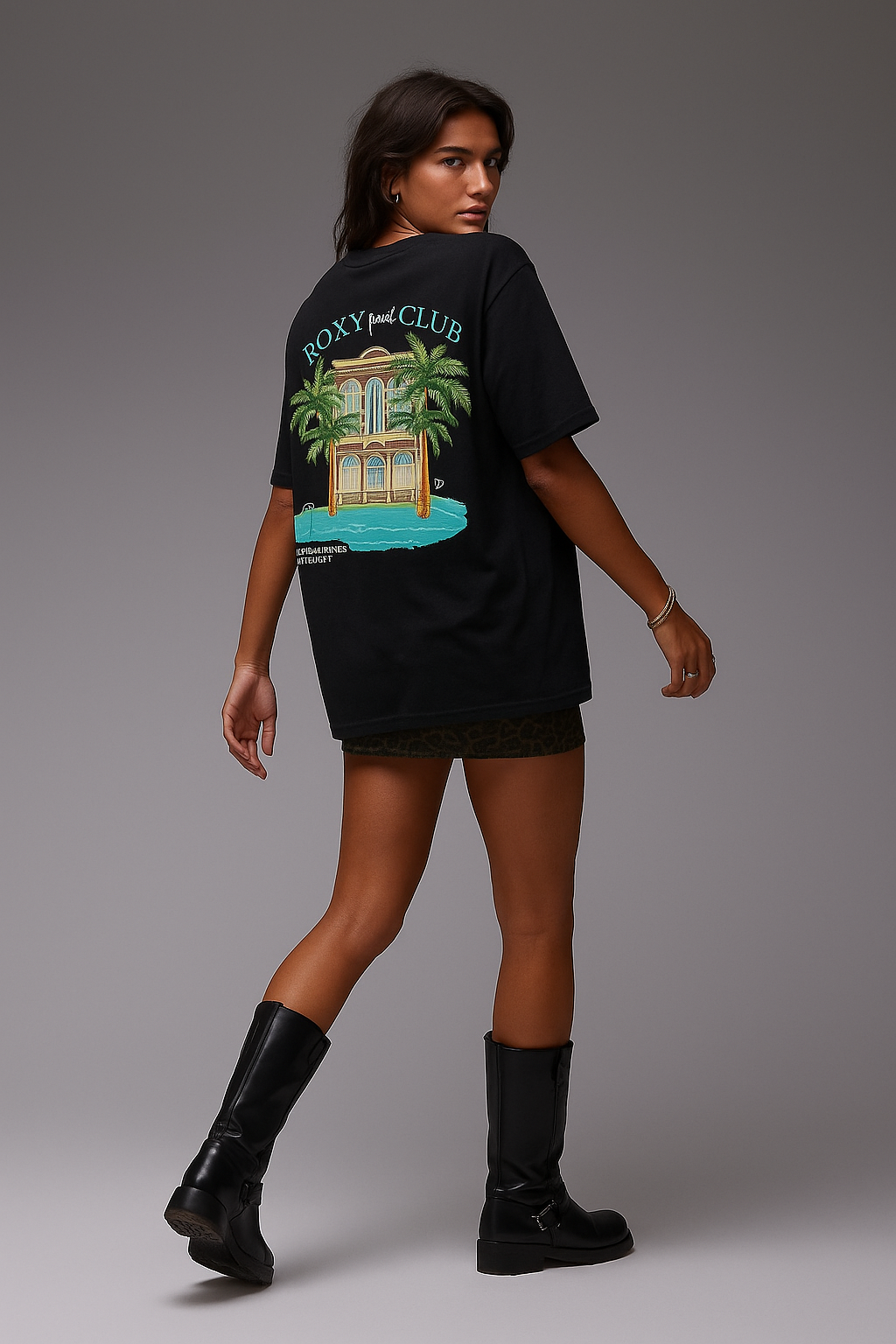 The Boxy Club Coastal Retreat Oversized Black T-shirt