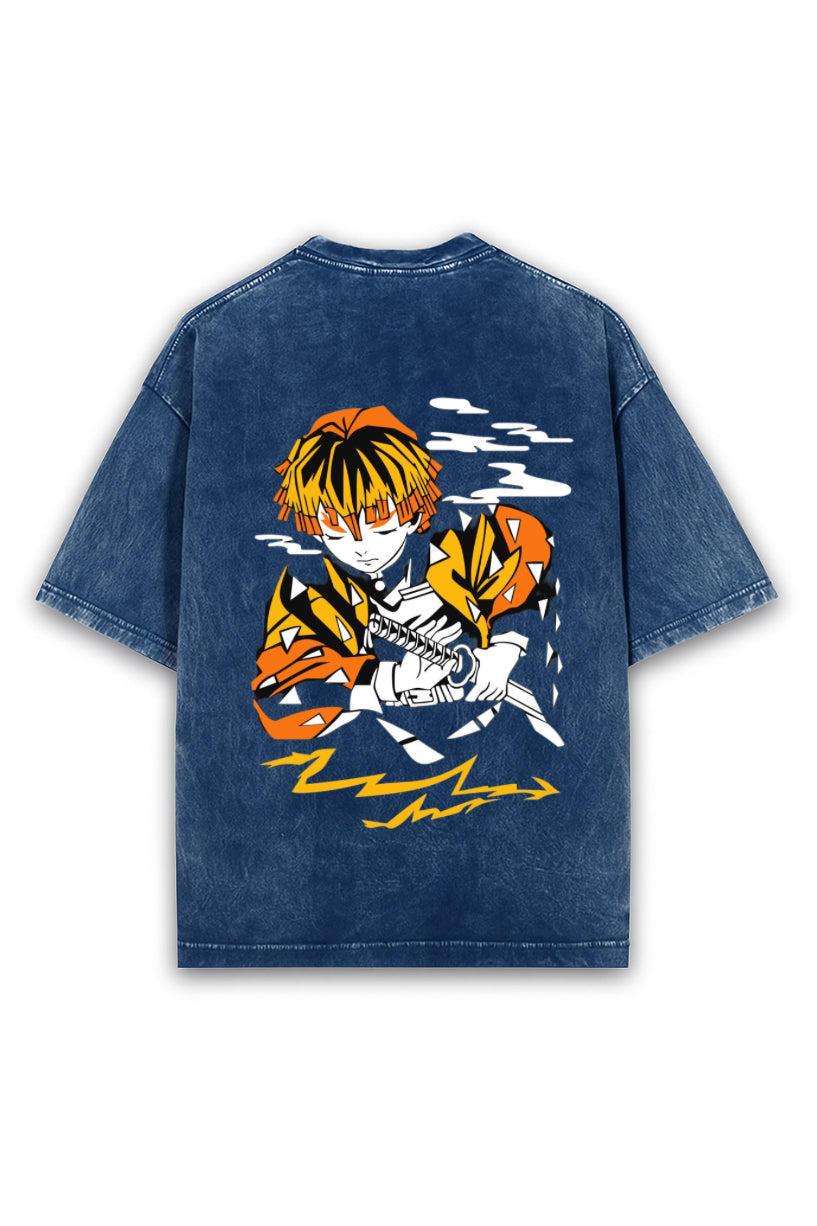 Thunder Breathing Acid Wash Tee