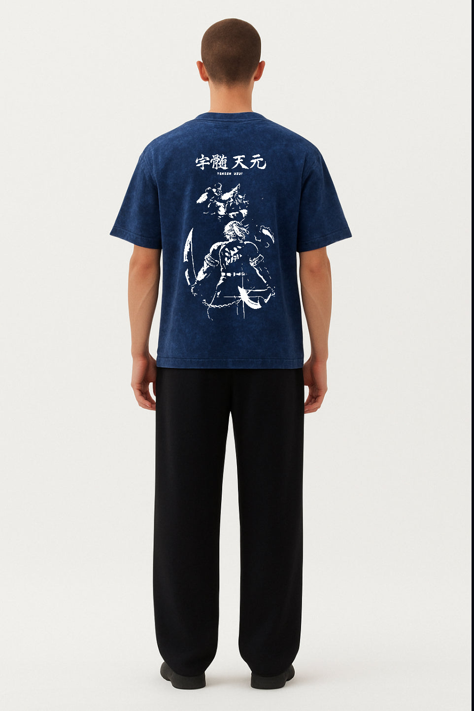 Tengen Uzui Blue Oversized Acid Wash Tee