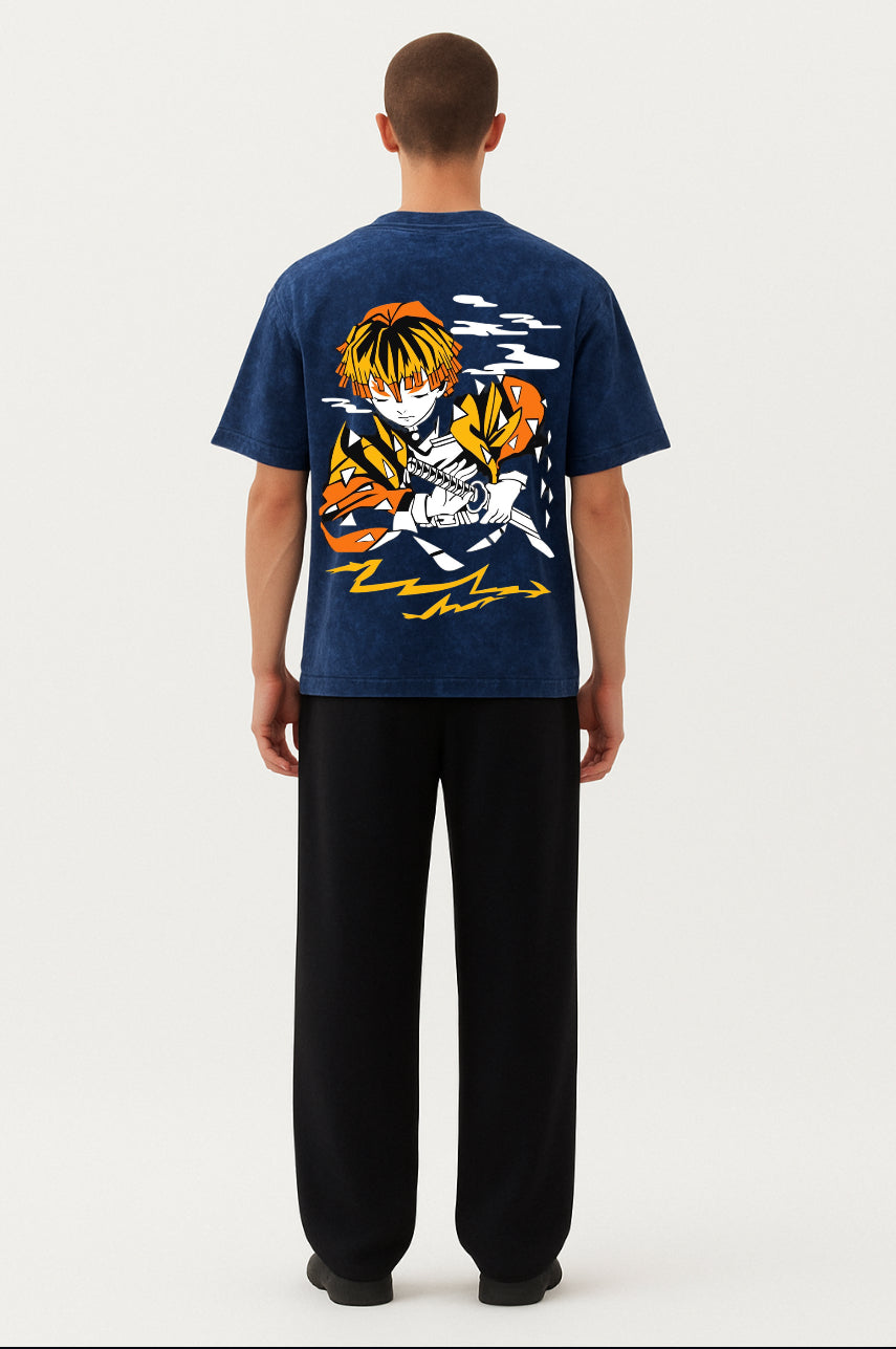 Thunder Breathing Acid Wash Tee