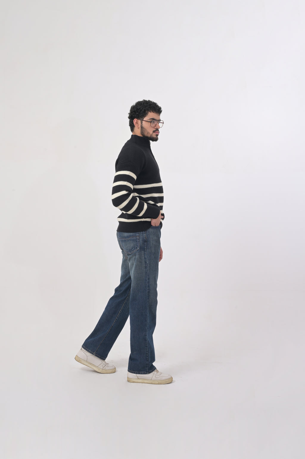 Striped Zip-Up Sweater