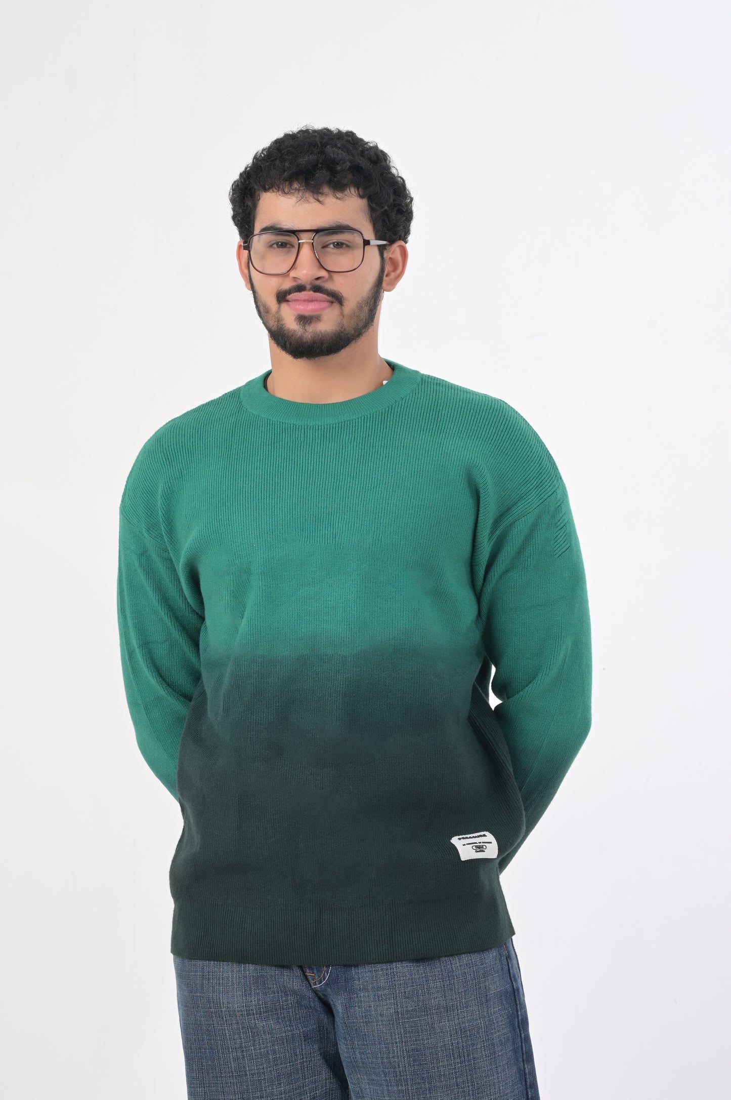 Ombre Knit Green Sweater for Men