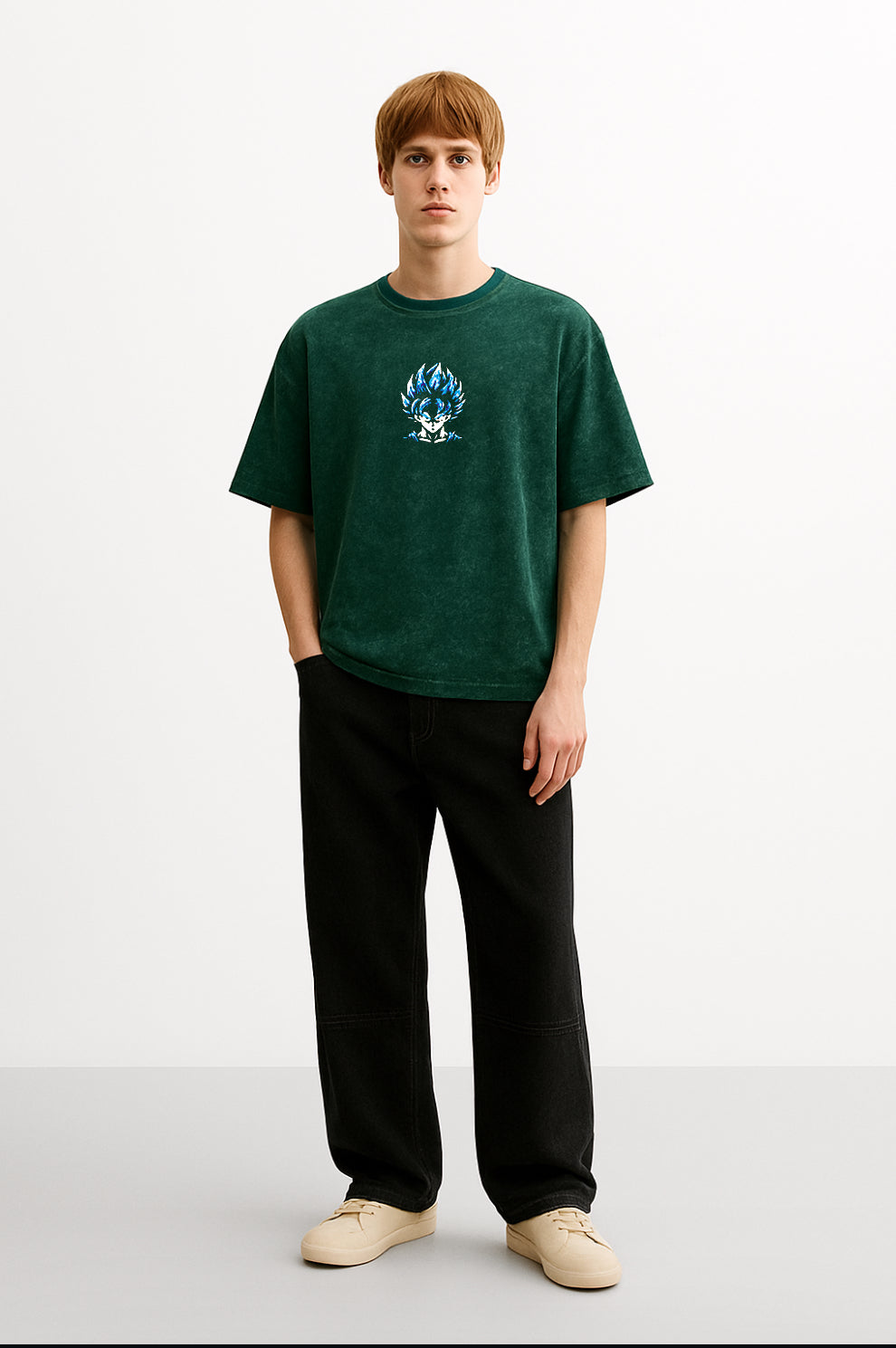Green Acid Wash Goku Tshirt