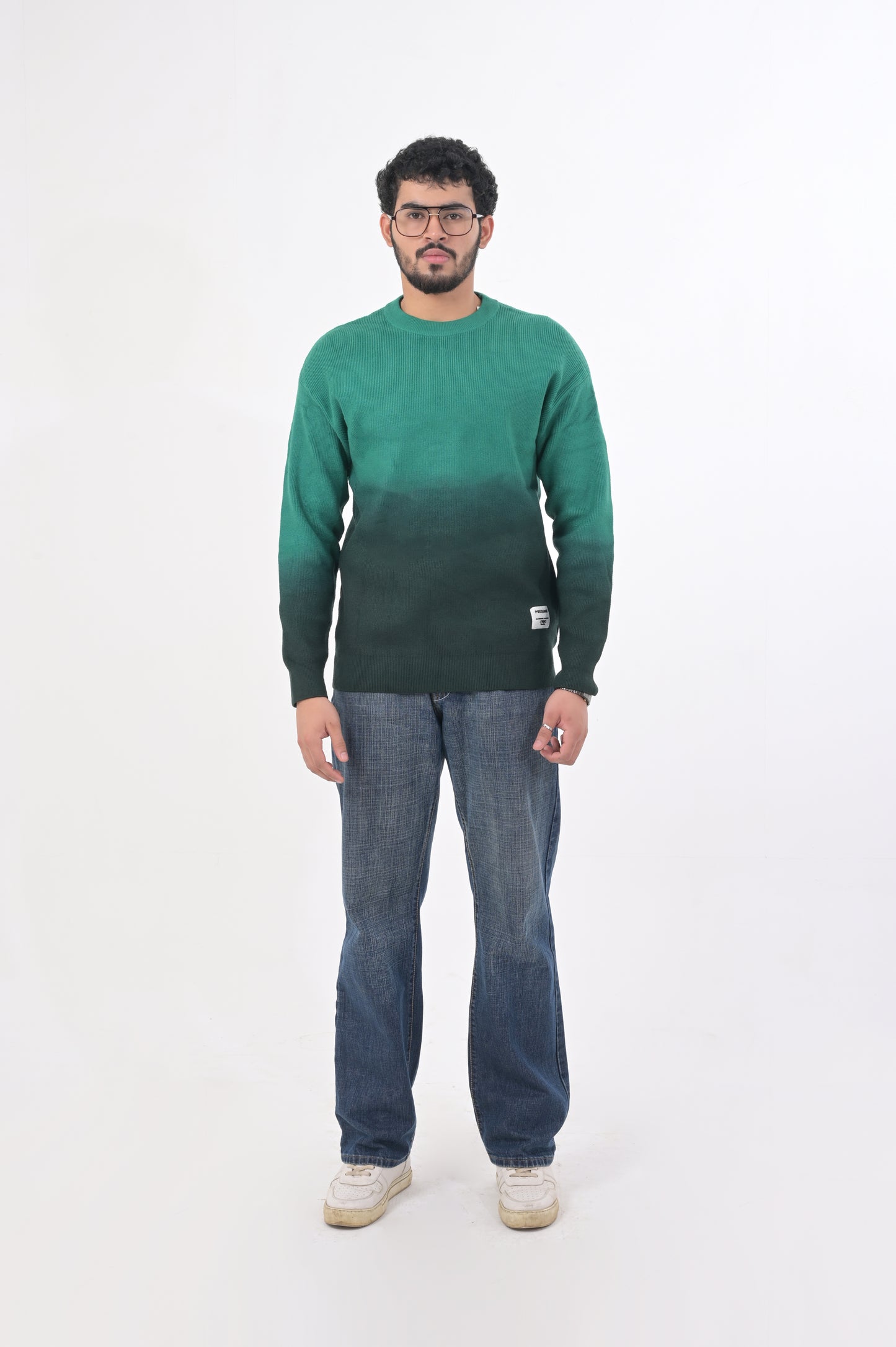 Ombre Knit Green Sweater for Men