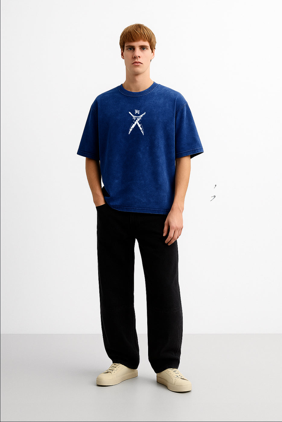 Tengen Uzui Blue Oversized Acid Wash Tee