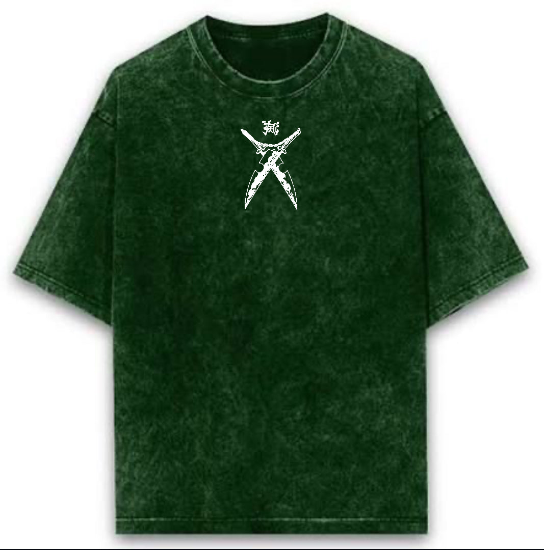 Tengen Uzui Green Oversized Acid Wash Tee