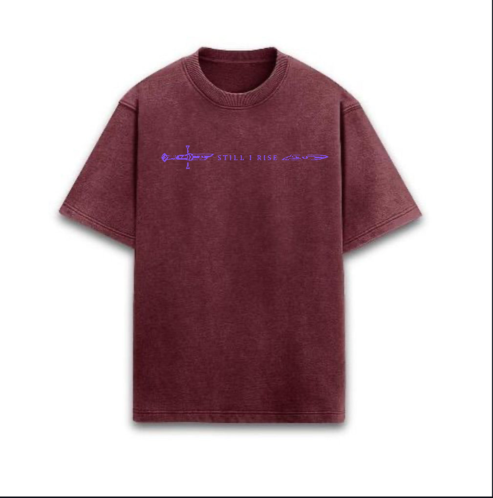 Maroon Acid Wash “STILL I RISE” tshirt