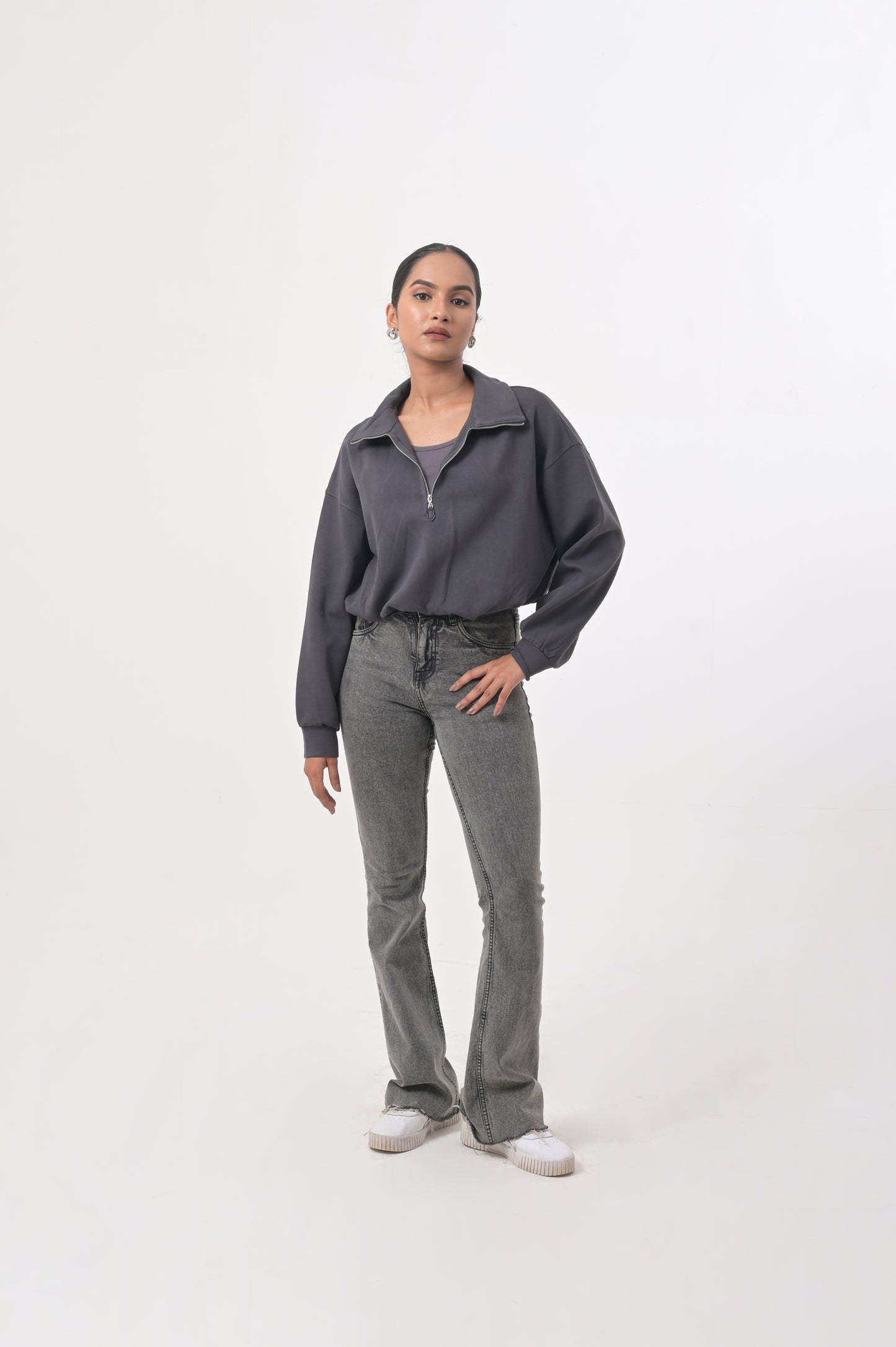 Zip-Up Charcoal Sweatshirt