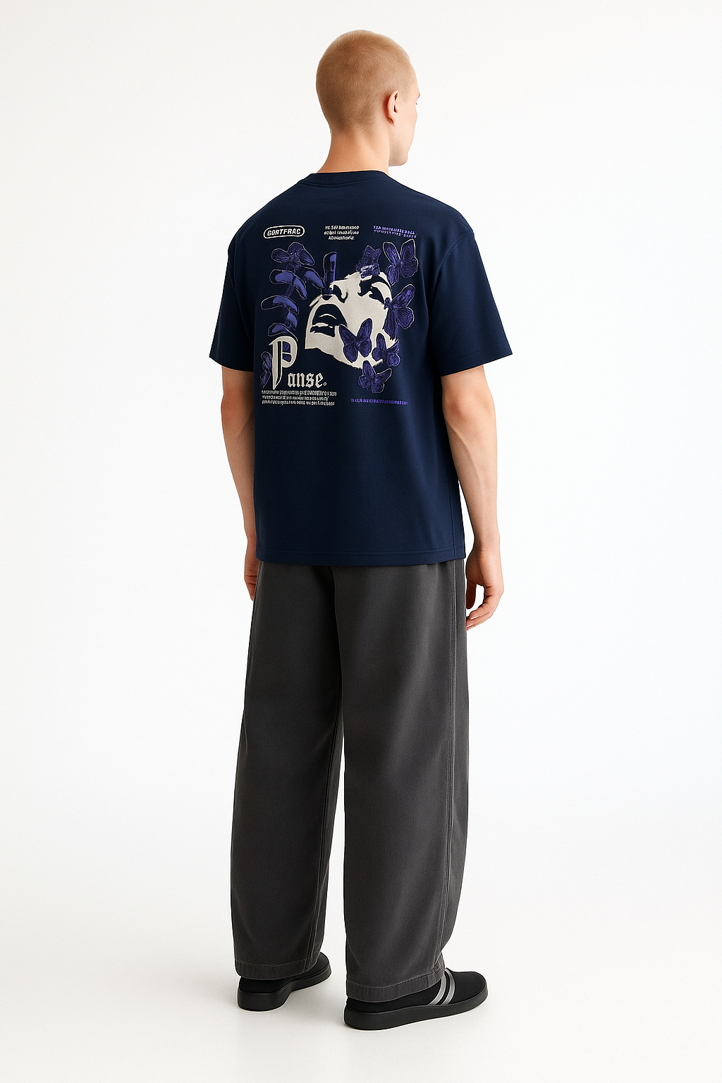 Noir Bloom Oversized Drop Shoulder Tee