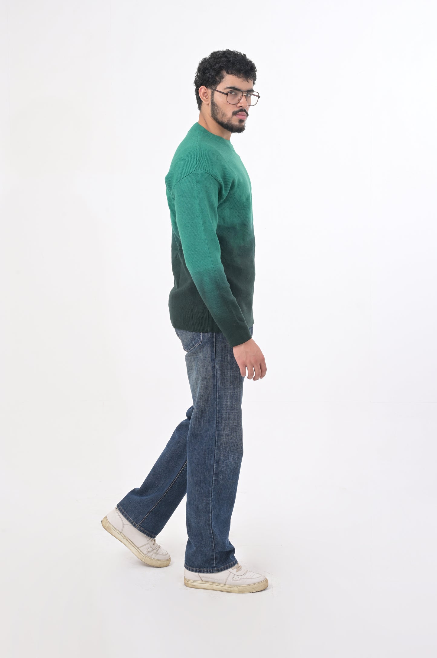 Ombre Knit Green Sweater for Men