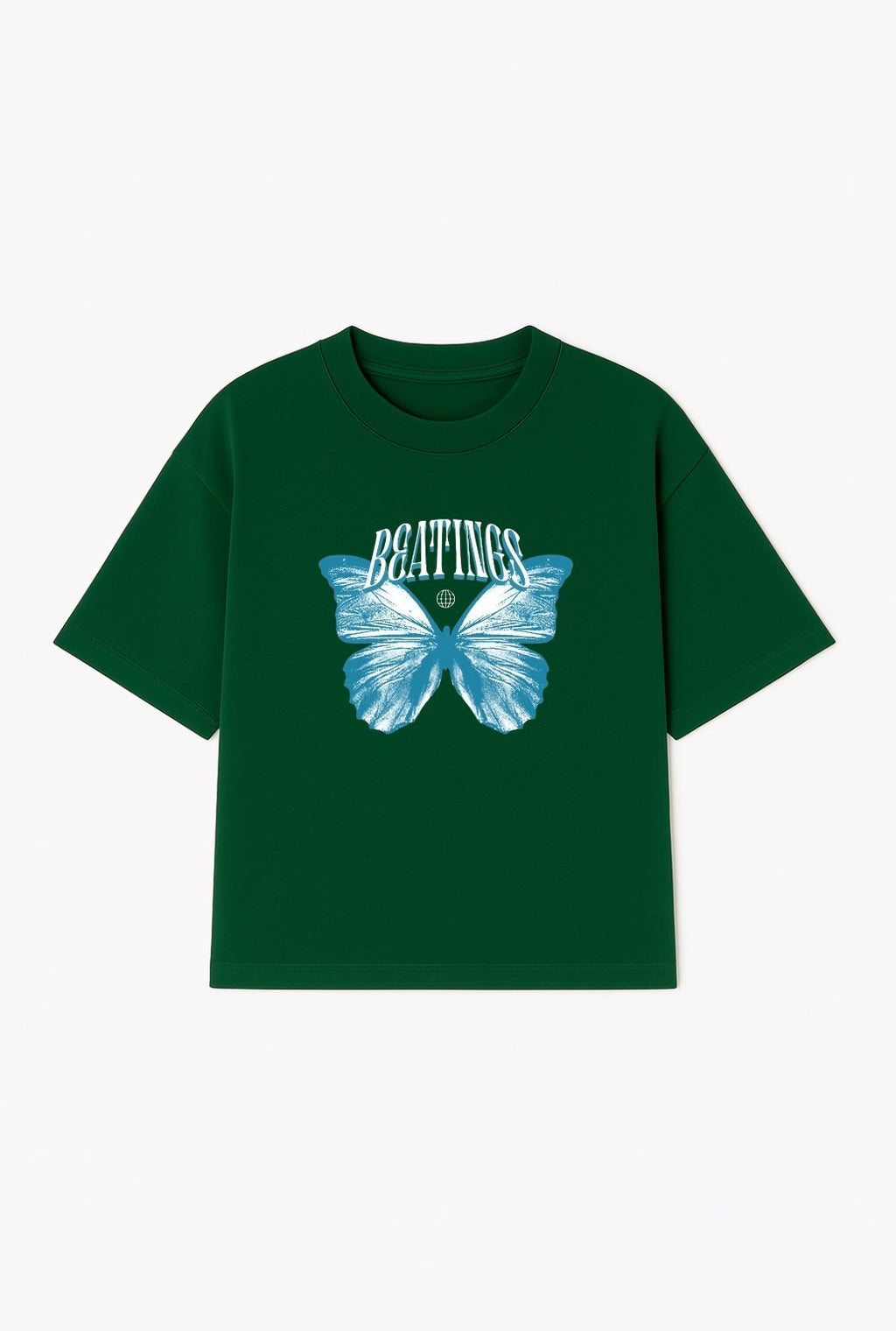 Cosmic Butterfly Beatings Oversized Tee in Emrald Green