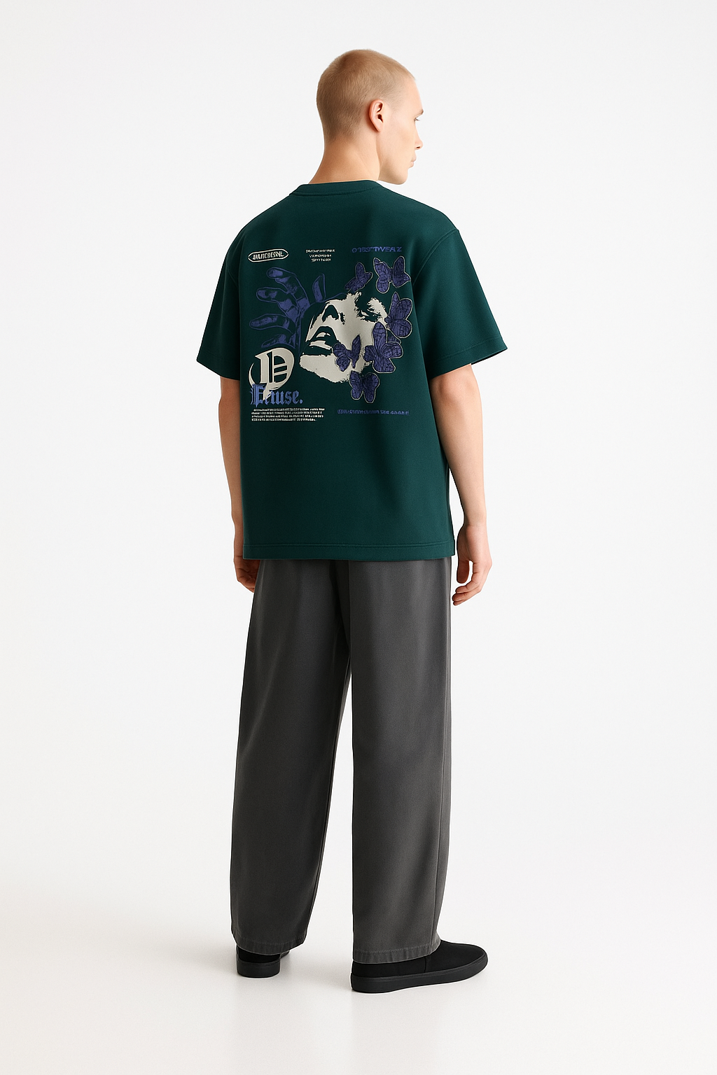 Noir Bloom Oversized Drop Shoulder Tee