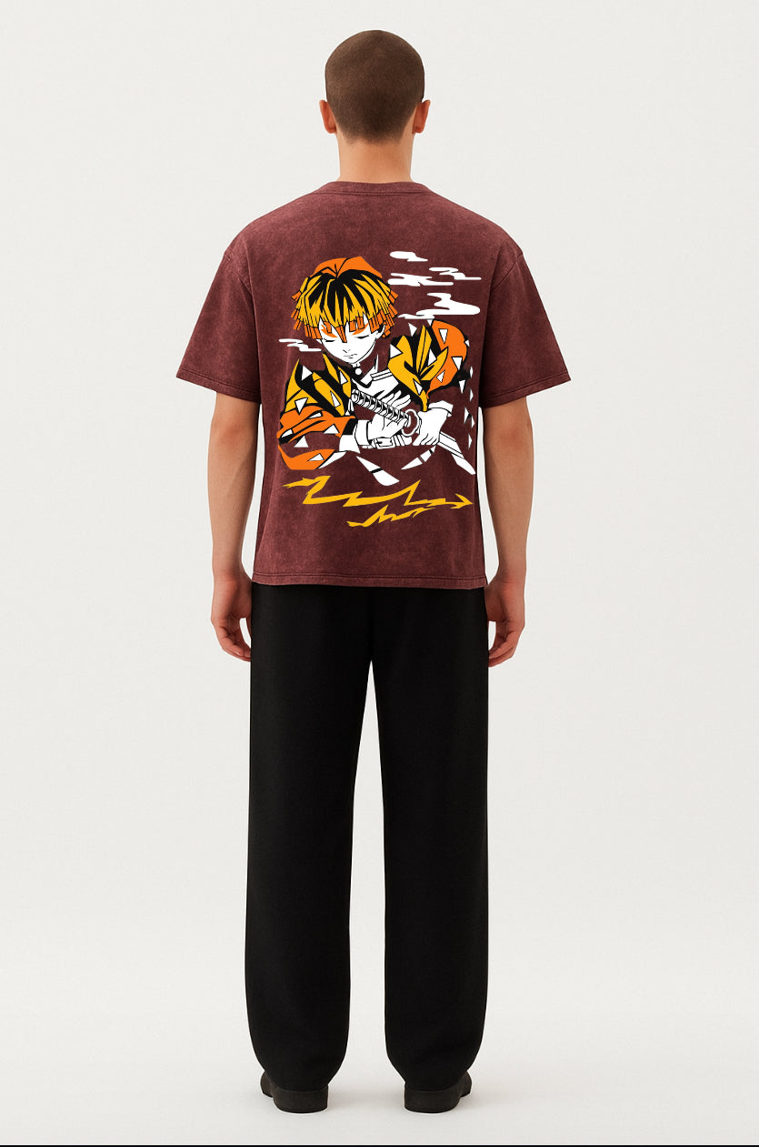 Thunder Breathing Acid Wash Tee