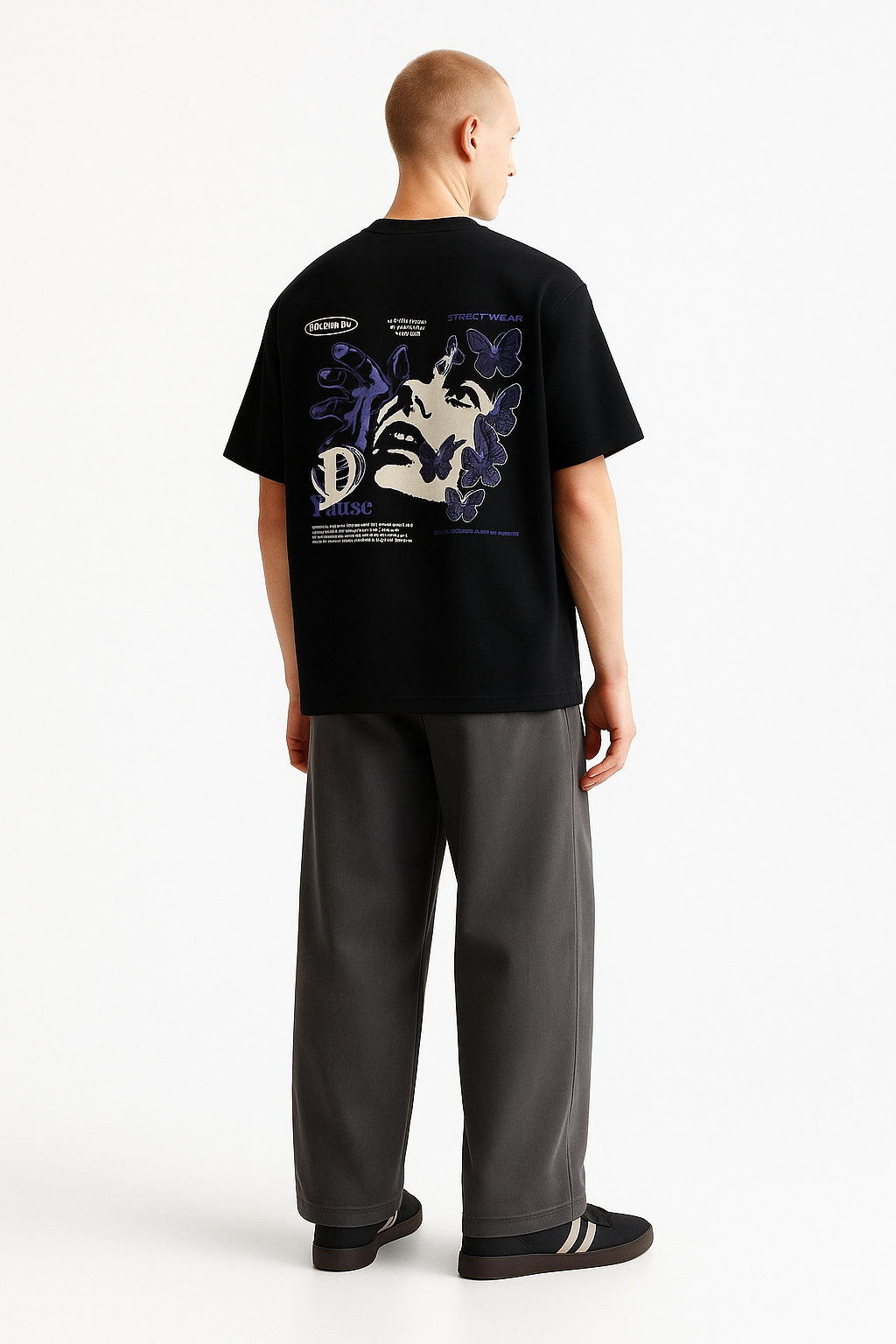 Noir Bloom Oversized Drop Shoulder Tee