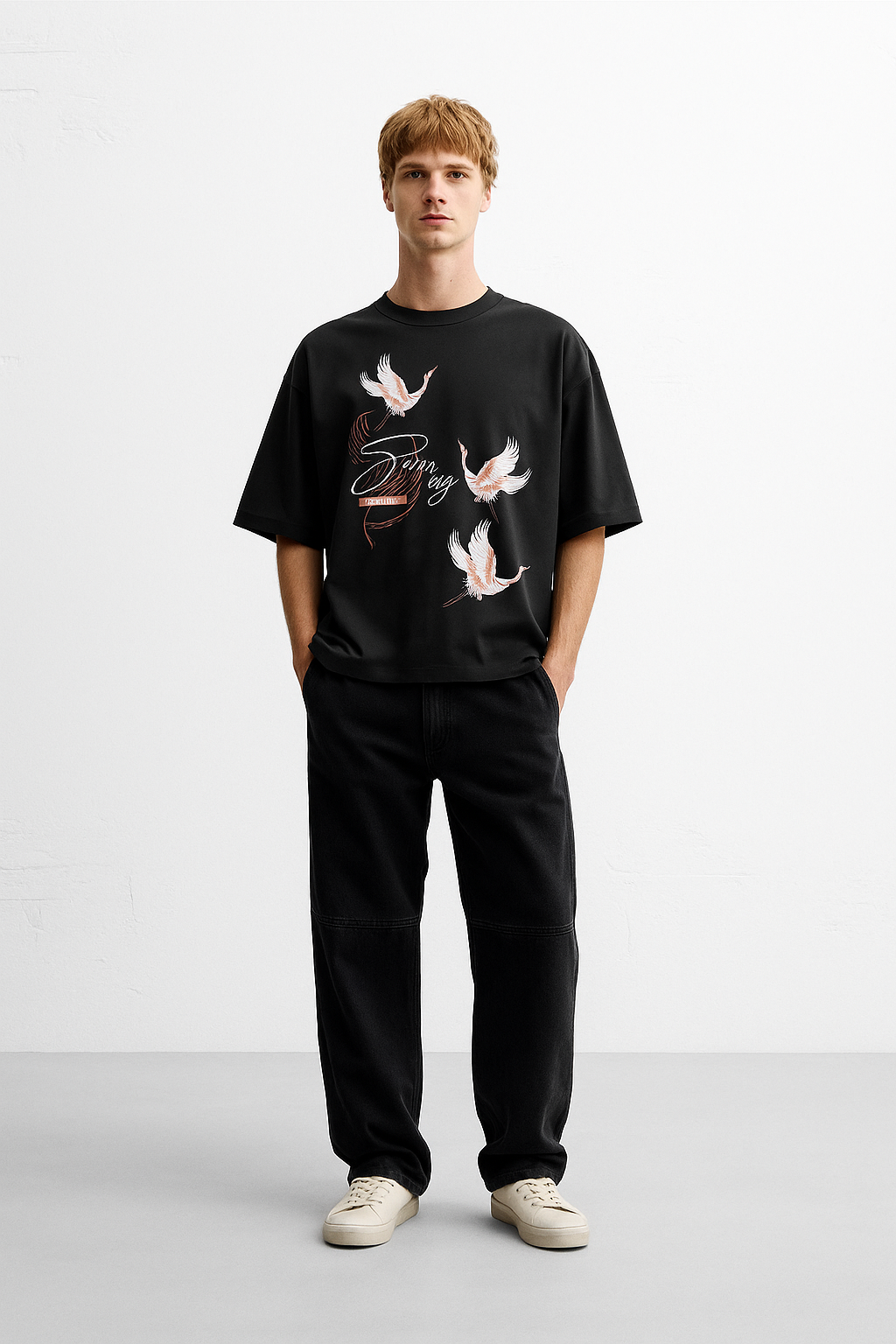 “Divine Motion” Oversized Graphic T-Shirt – Black