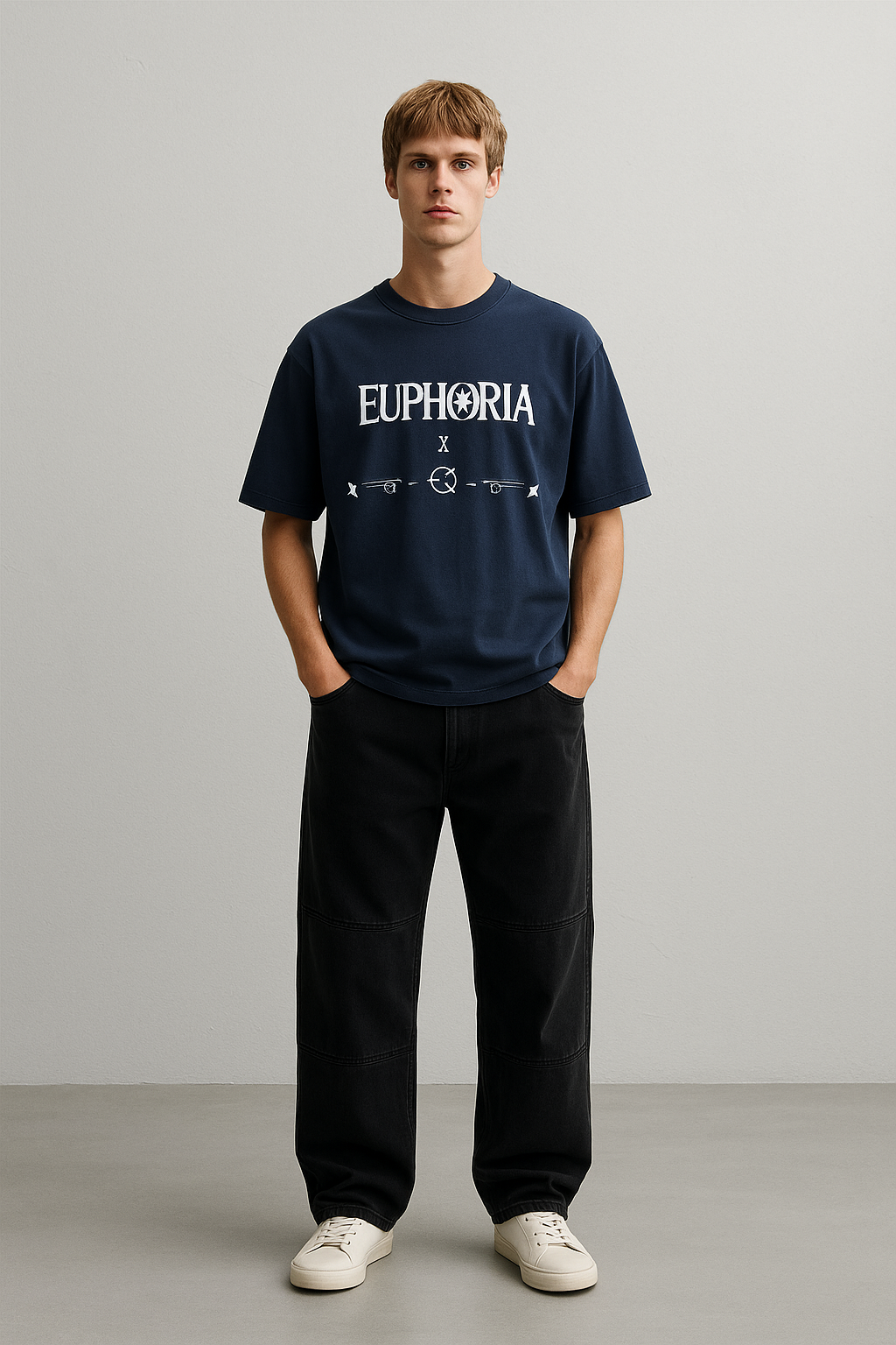 Euphoria Navy Blue Oversized Tee