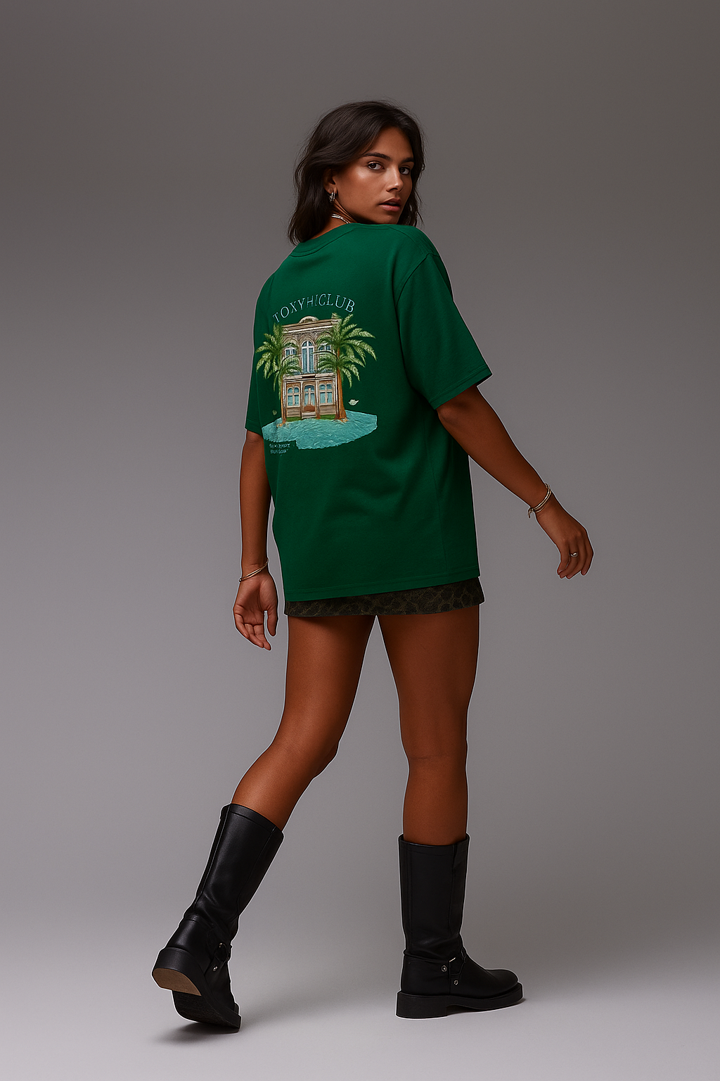The Boxy Club Coastal Retreat Oversized Emrald Green T-shirt