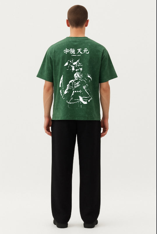 Tengen Uzui Green Oversized Acid Wash Tee