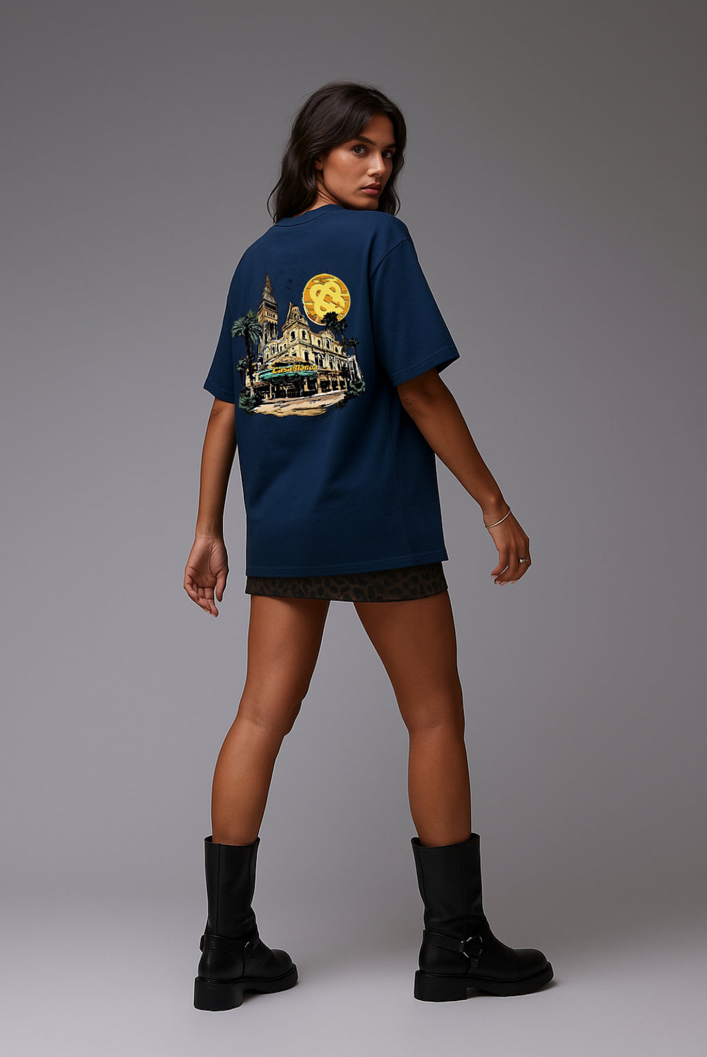 Casablanca Nights Oversized Navy Blue T-shirt