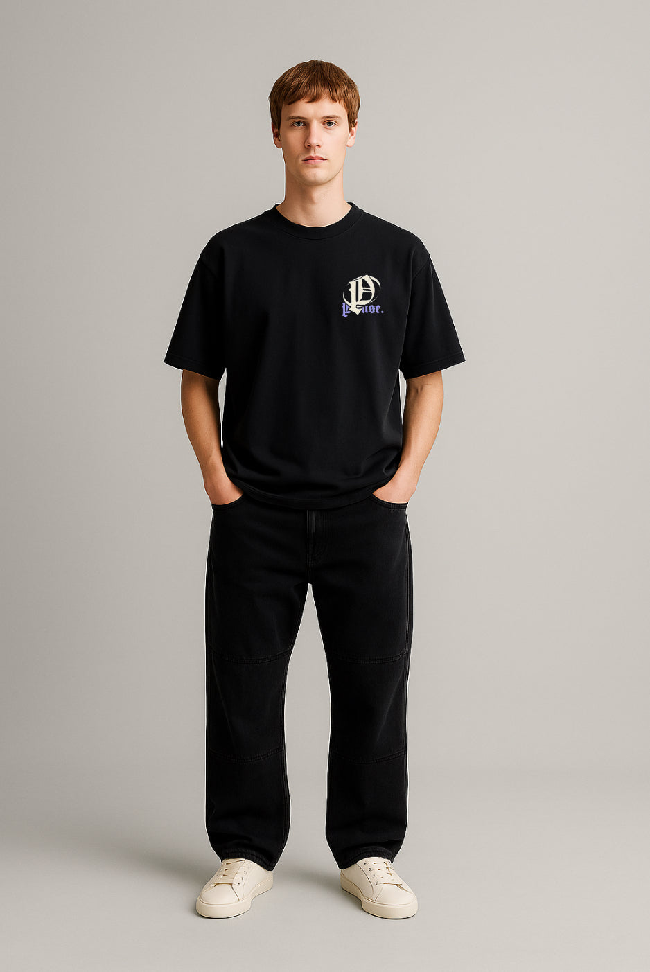 Noir Bloom Oversized Drop Shoulder Tee