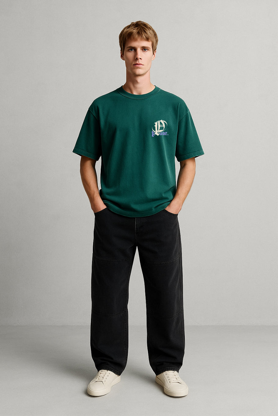 Noir Bloom Oversized Drop Shoulder Tee