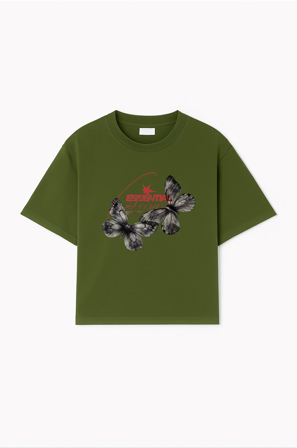 Essential Butterfly Flight Oversized Tee in Olive Green