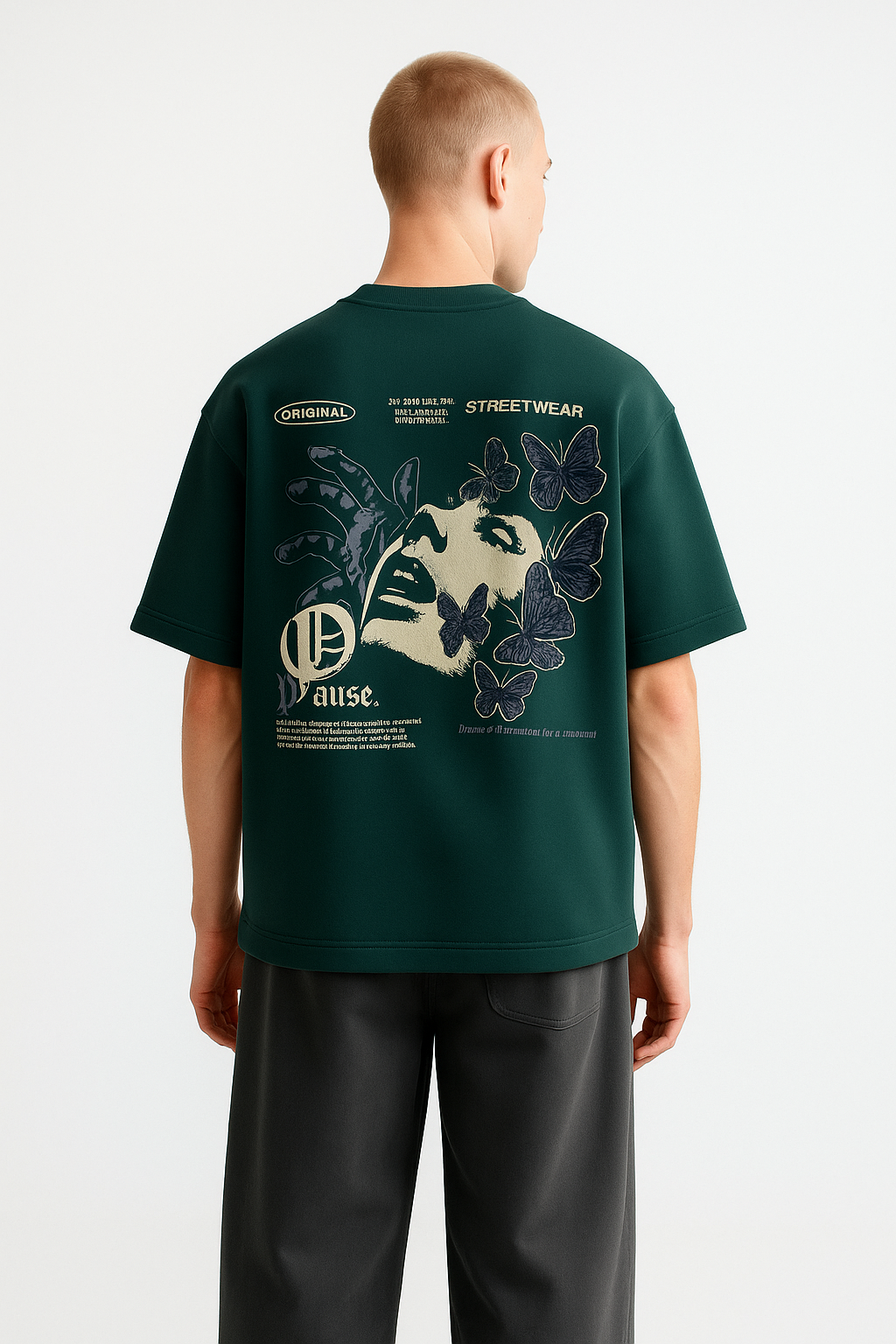 Noir Bloom Oversized Drop Shoulder Tee