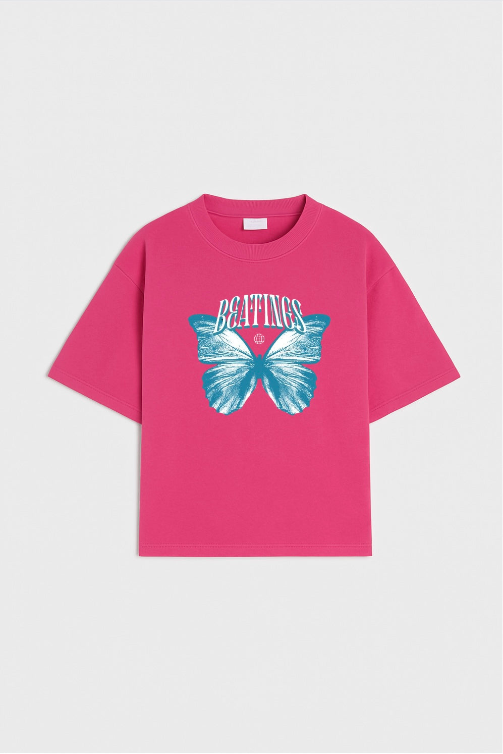 Cosmic Butterfly Beatings Oversized Tee in Fuchsia