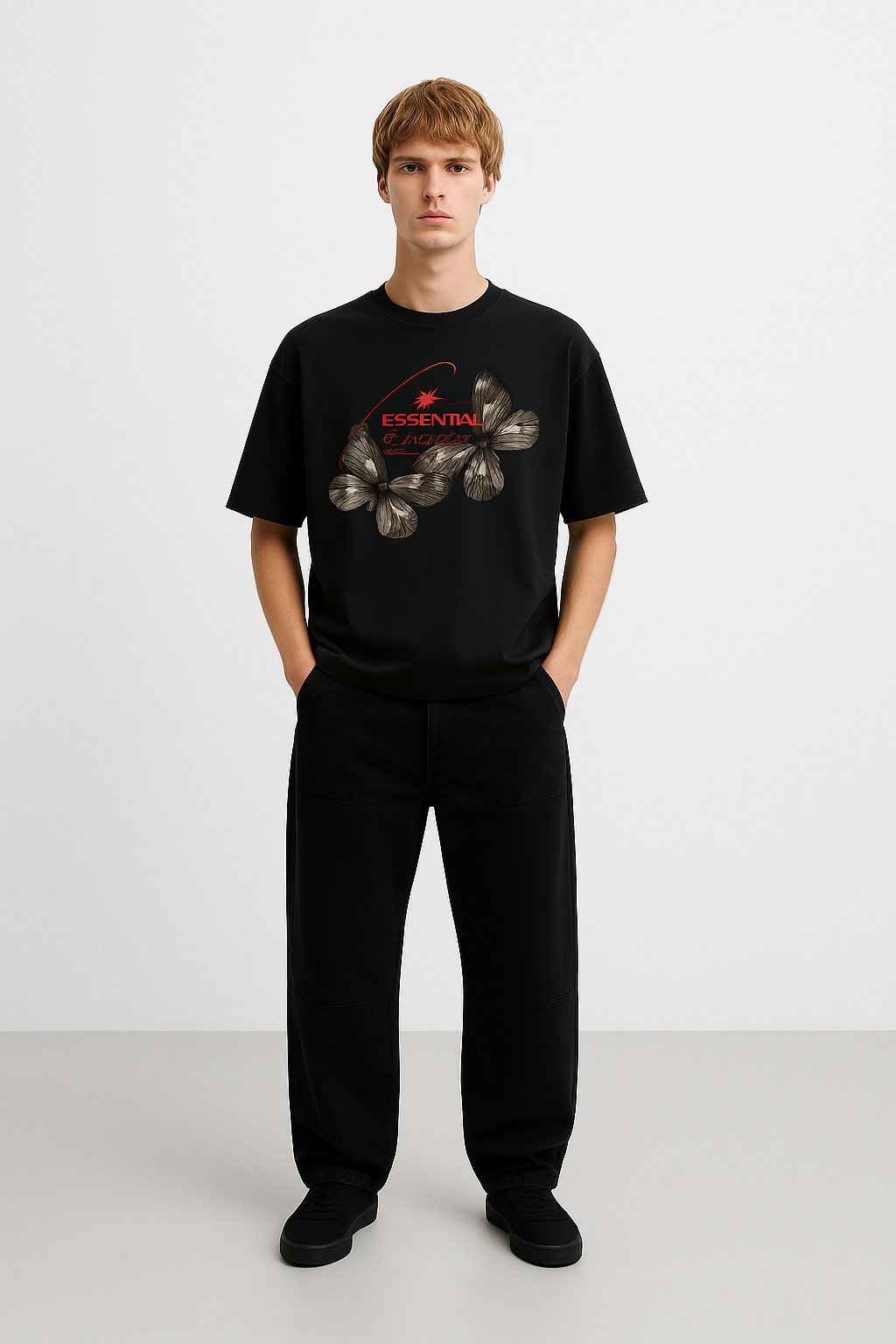 Essentials of Leisure Oversized Tee – Black