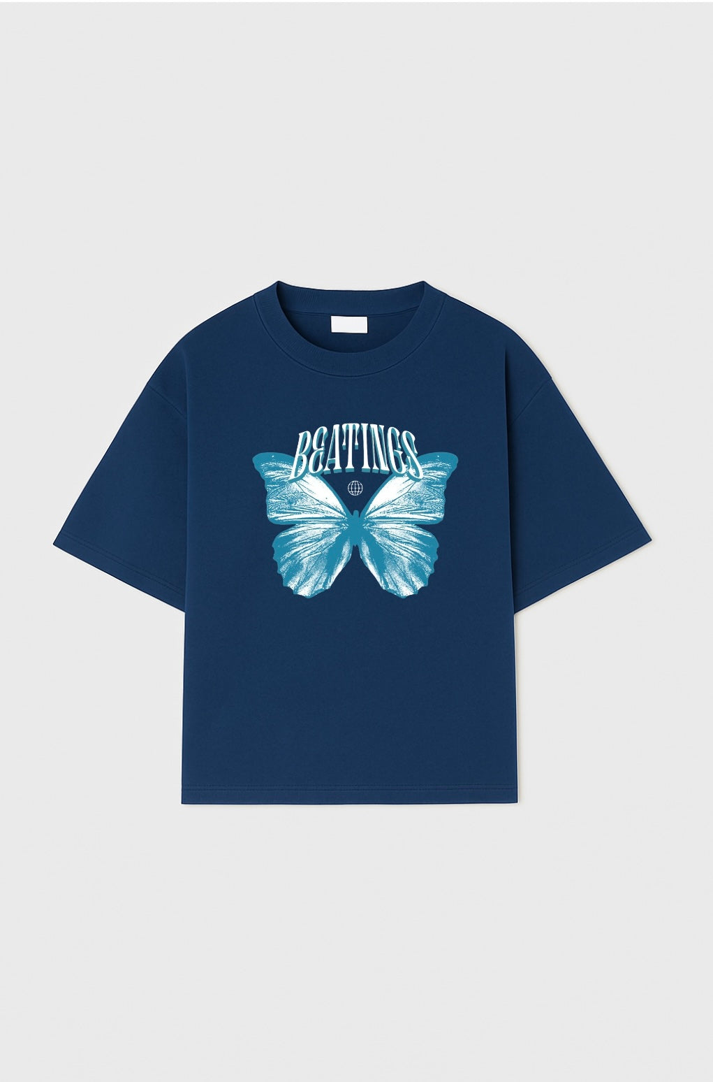 Cosmic Butterfly Beatings Oversized Tee in Navy Blue