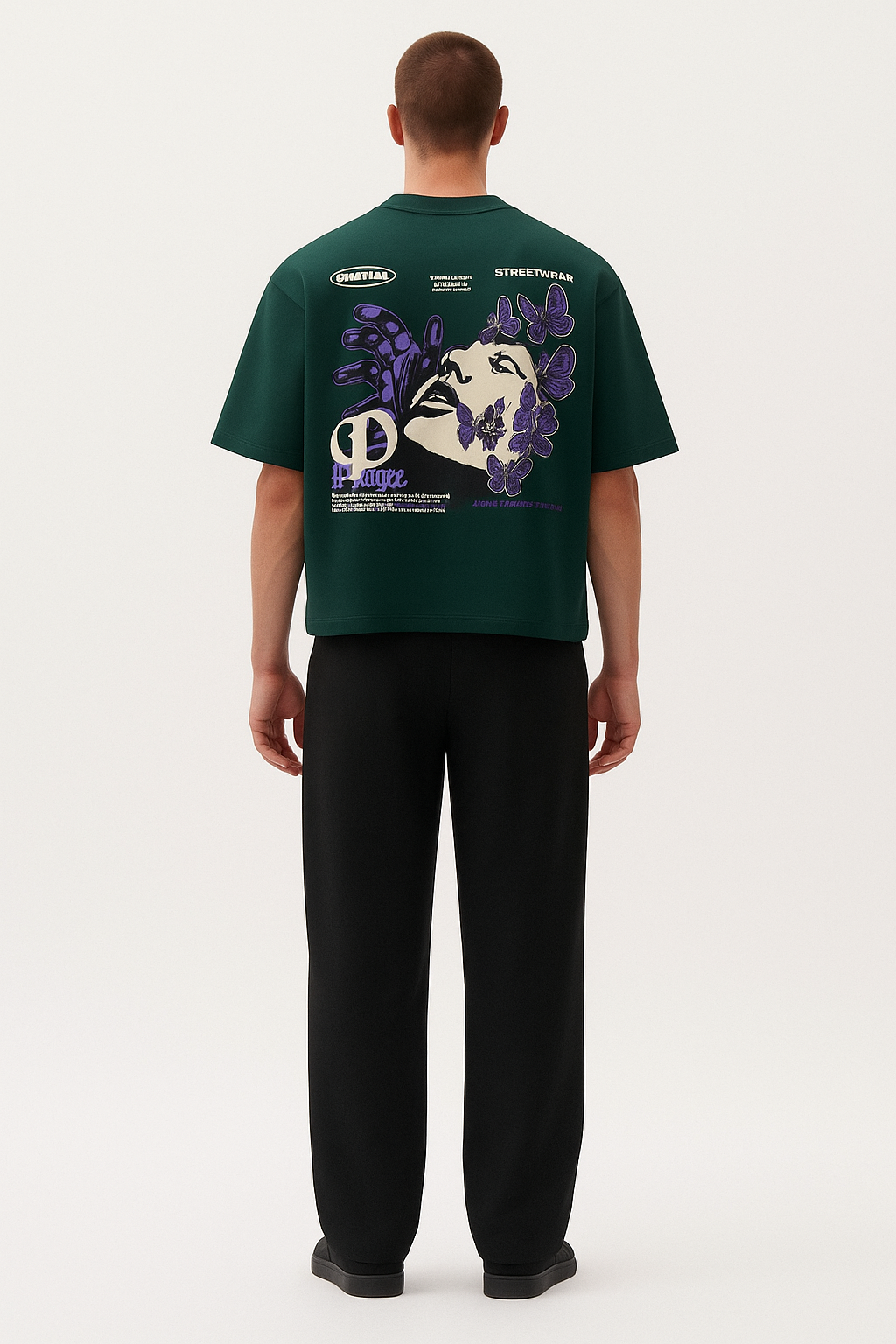 Noir Bloom Oversized Drop Shoulder Tee