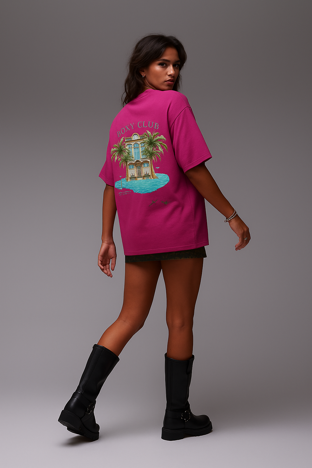 The Boxy Club Coastal Retreat Oversized Pink T-shirt