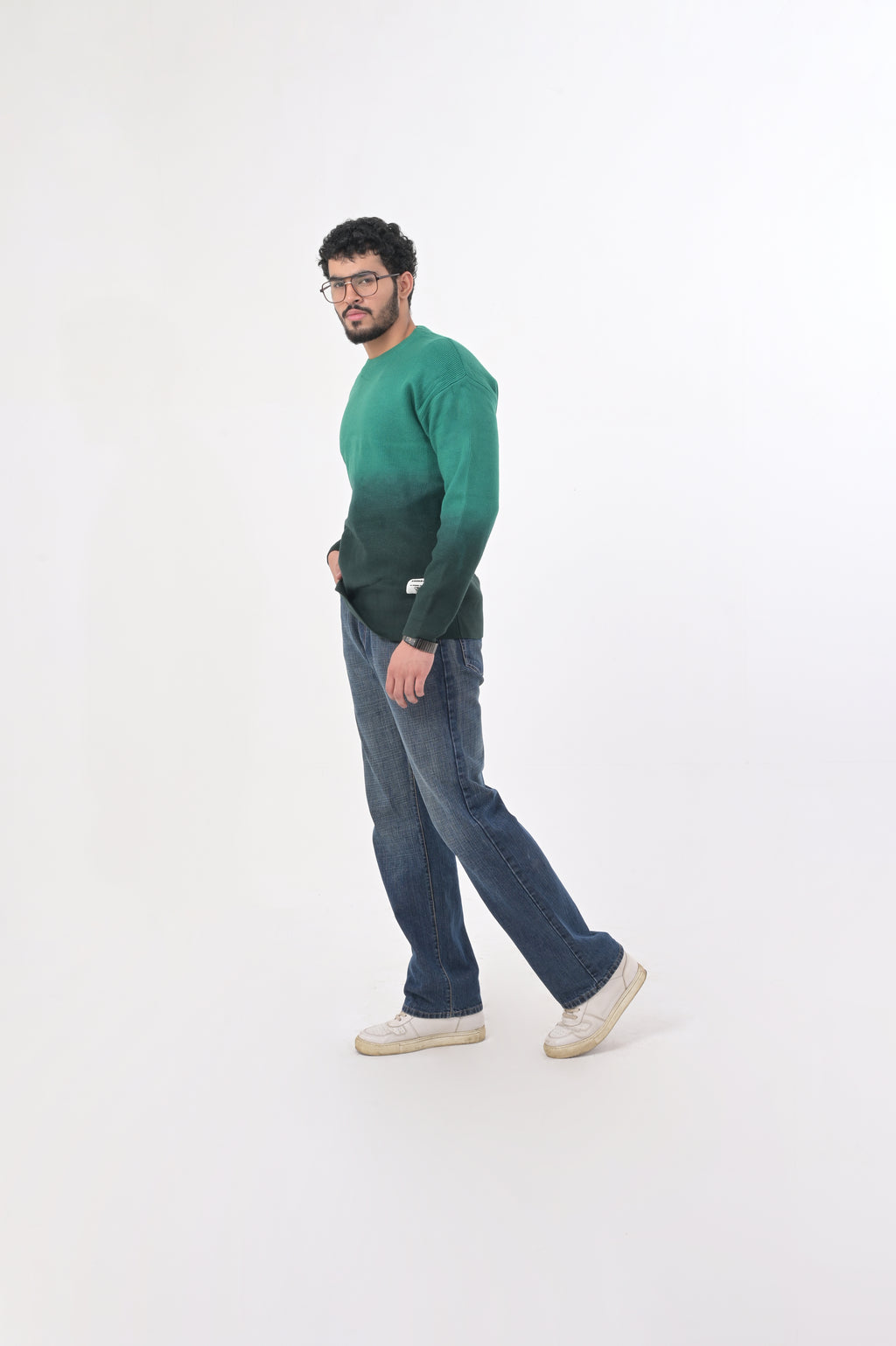 Ombre Knit Cream Sweater for Men