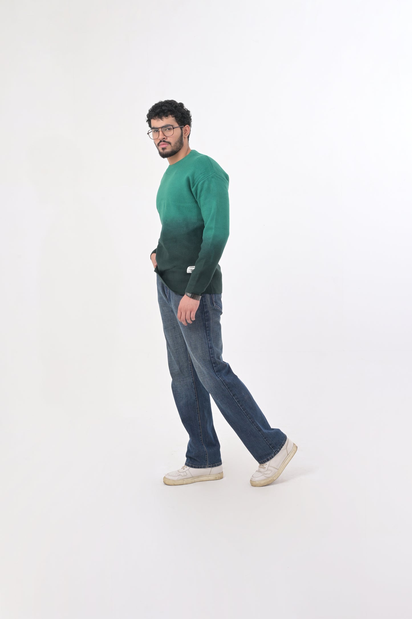 Ombre Knit Green Sweater for Men