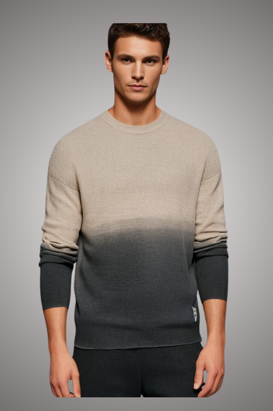 Ombre Knit Cream Sweater for Men