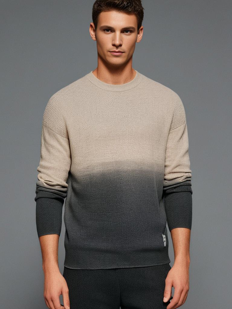 Ombre Knit Green Sweater for Men